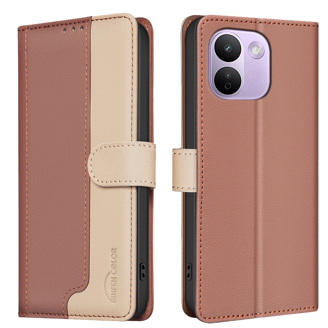 BINFEN COLOR for Xiaomi Redmi Note 17 Pro Max 5G / Note 17 Pro+ 5G Leather Case Splicing Color RFID Blocking Wallet Stand Phone Cover
