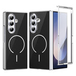 Til Samsung Galaxy Z Fold7 5G magnetisk cover, PC + glas bagside stødsikker anti-fingeraftryk telefoncover med skærmbeskytter