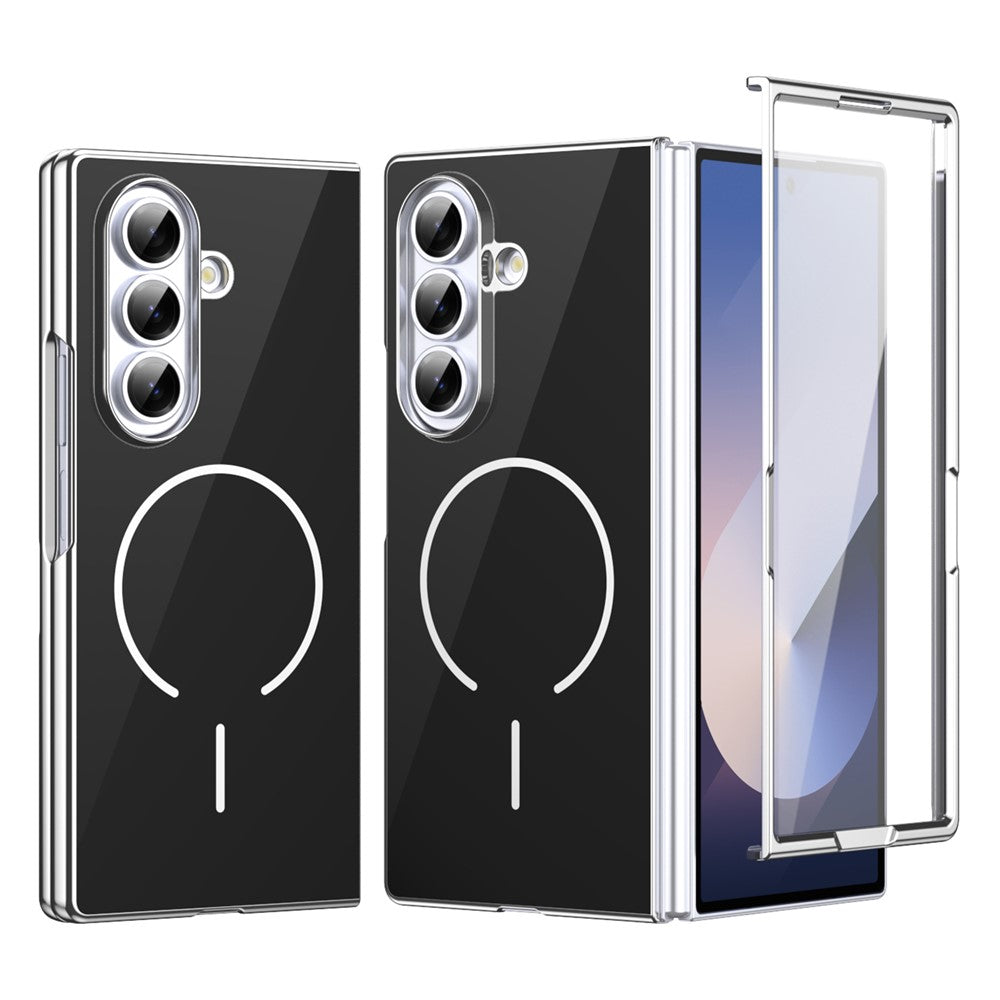 Til Samsung Galaxy Z Fold7 5G magnetisk cover, PC + glas bagside stødsikker anti-fingeraftryk telefoncover med skærmbeskytter