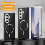 Til Samsung Galaxy Z Fold7 5G magnetisk cover, PC + glas bagside stødsikker anti-fingeraftryk telefoncover med skærmbeskytter