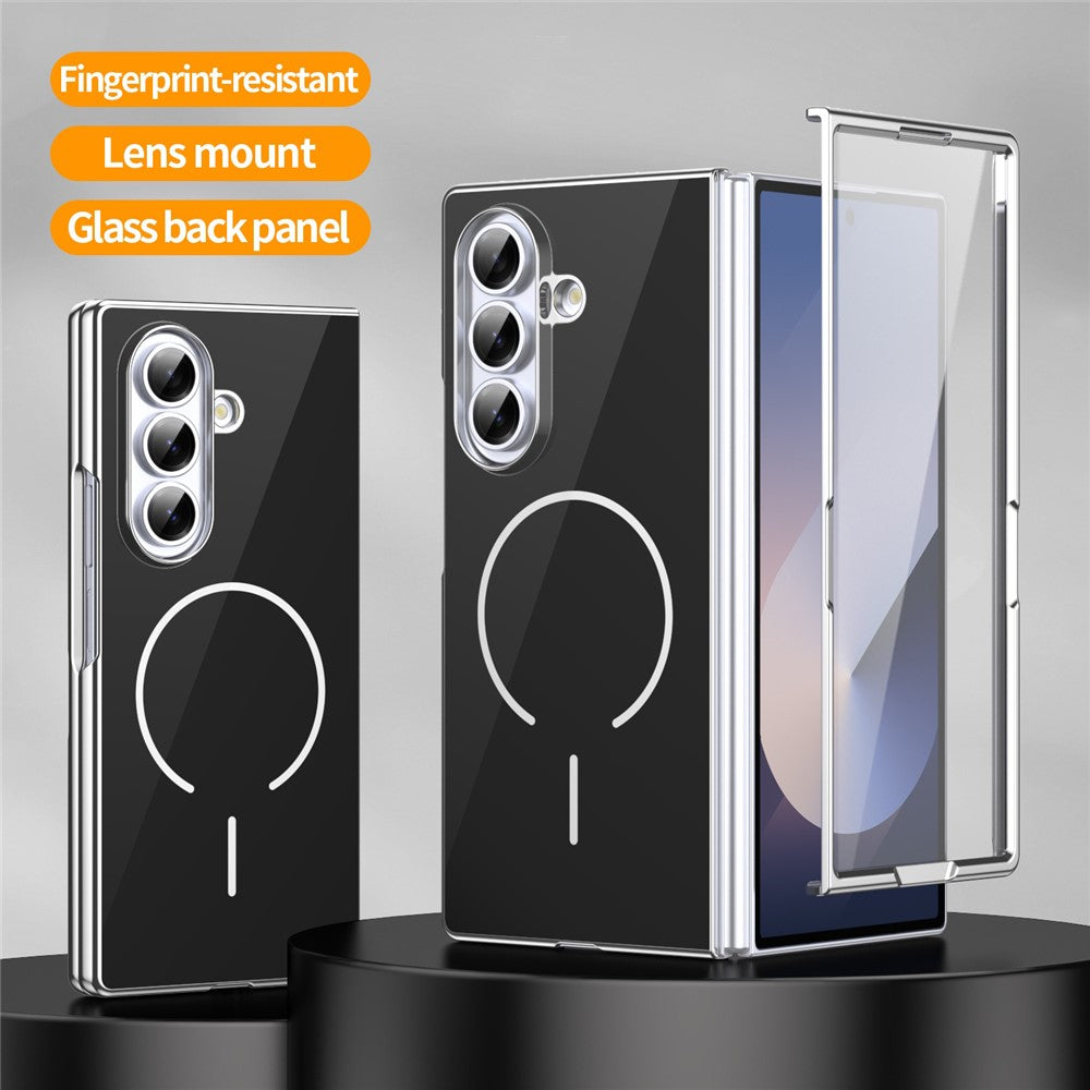 Til Samsung Galaxy Z Fold7 5G magnetisk cover, PC + glas bagside stødsikker anti-fingeraftryk telefoncover med skærmbeskytter