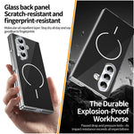 Til Samsung Galaxy Z Fold7 5G magnetisk cover, PC + glas bagside stødsikker anti-fingeraftryk telefoncover med skærmbeskytter