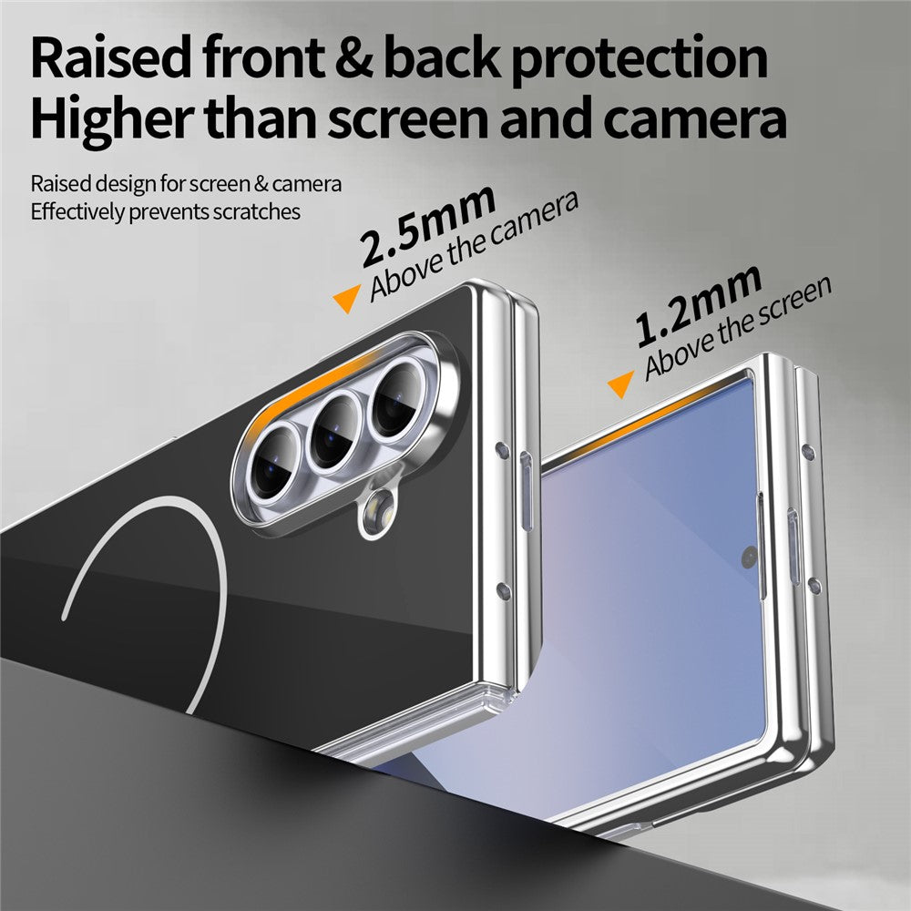 Til Samsung Galaxy Z Fold7 5G magnetisk cover, PC + glas bagside stødsikker anti-fingeraftryk telefoncover med skærmbeskytter