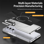 Til Samsung Galaxy Z Fold7 5G magnetisk cover, PC + glas bagside stødsikker anti-fingeraftryk telefoncover med skærmbeskytter