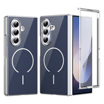 Til Samsung Galaxy Z Fold7 5G magnetisk cover, PC + glas bagside stødsikker anti-fingeraftryk telefoncover med skærmbeskytter