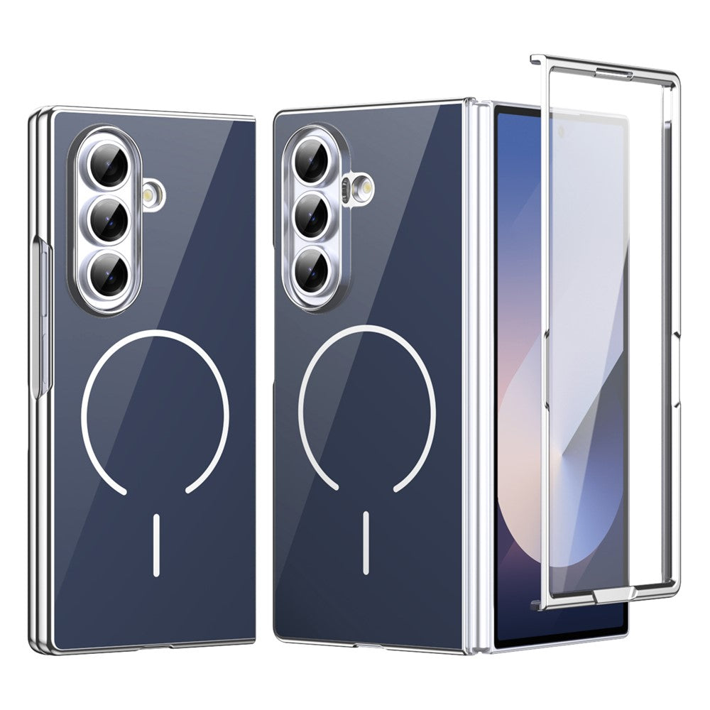 Til Samsung Galaxy Z Fold7 5G magnetisk cover, PC + glas bagside stødsikker anti-fingeraftryk telefoncover med skærmbeskytter
