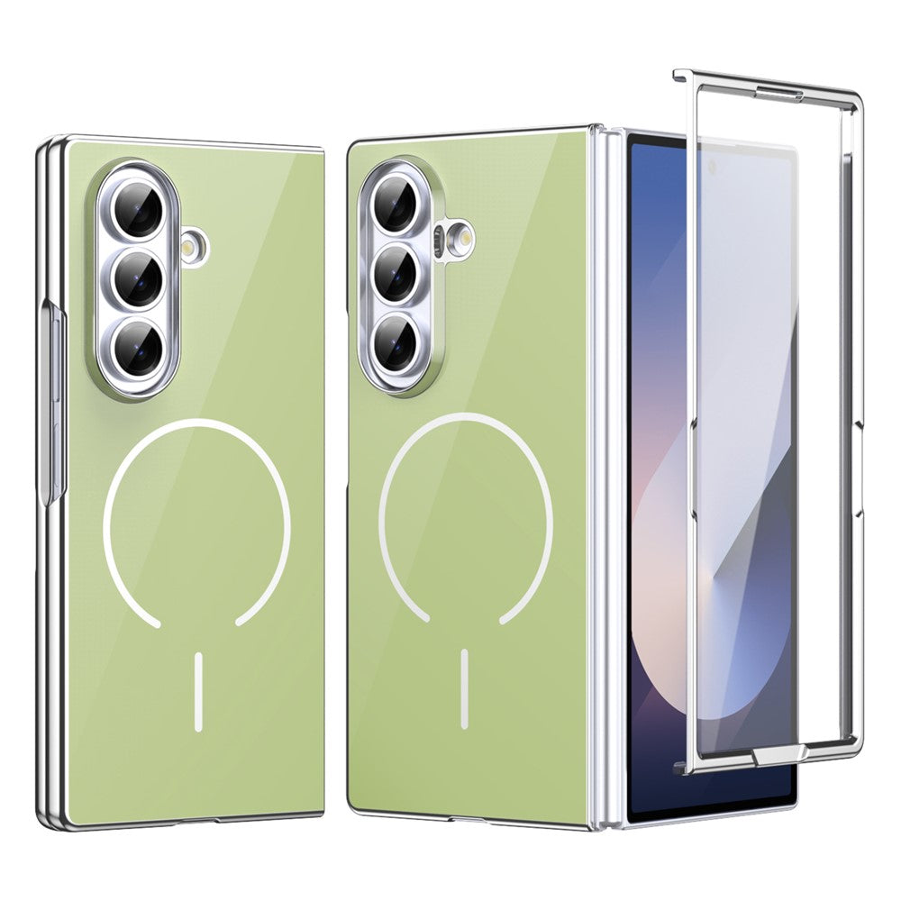Til Samsung Galaxy Z Fold7 5G magnetisk cover, PC + glas bagside stødsikker anti-fingeraftryk telefoncover med skærmbeskytter