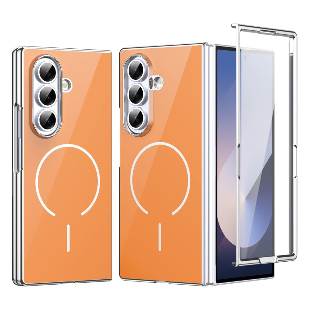 Til Samsung Galaxy Z Fold7 5G magnetisk cover, PC + glas bagside stødsikker anti-fingeraftryk telefoncover med skærmbeskytter