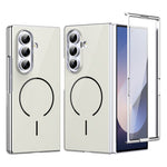 Til Samsung Galaxy Z Fold7 5G magnetisk cover, PC + glas bagside stødsikker anti-fingeraftryk telefoncover med skærmbeskytter