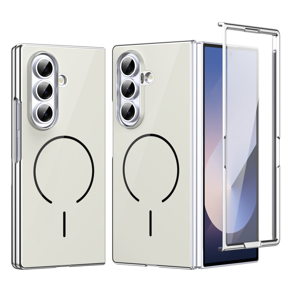 Til Samsung Galaxy Z Fold7 5G magnetisk cover, PC + glas bagside stødsikker anti-fingeraftryk telefoncover med skærmbeskytter