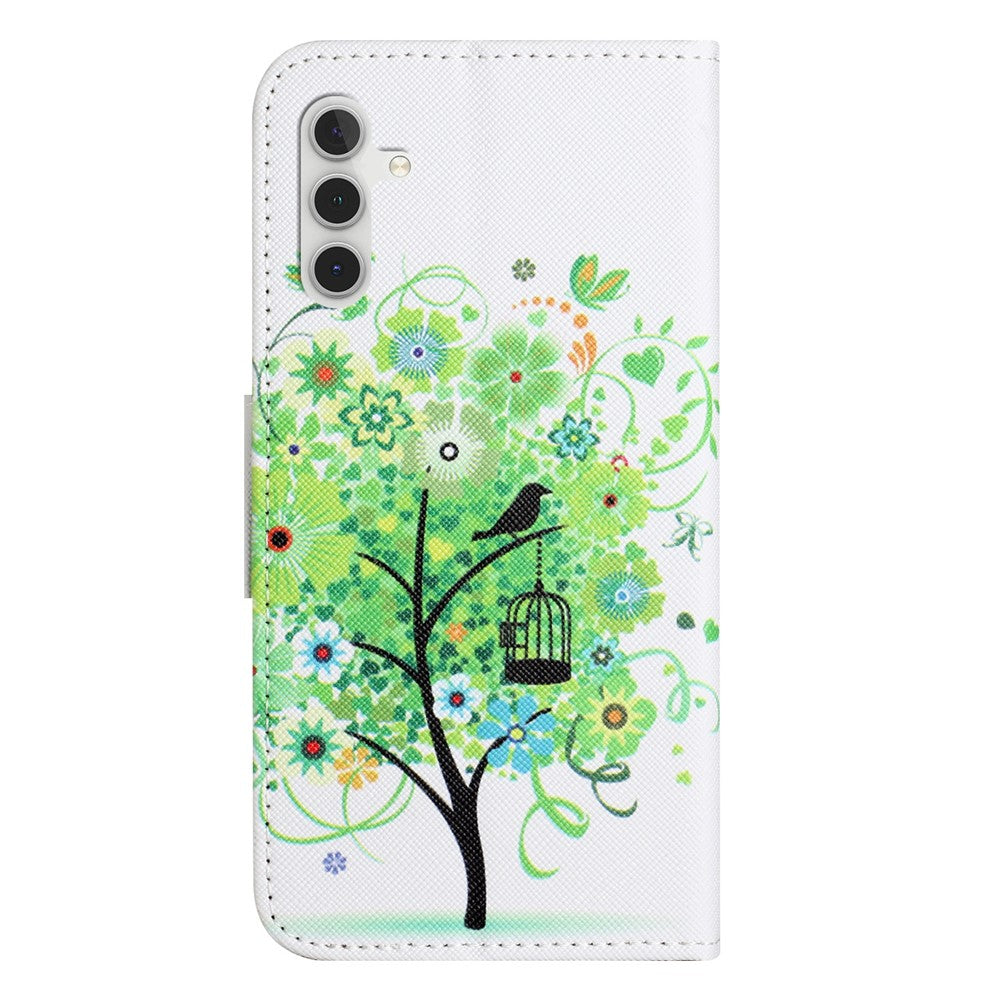 For Samsung Galaxy A34 5G Pattern Printing PU Leather Flip Folio Case Cross Texture Shockproof TPU Inner Shell Wallet Stand Phone Cover