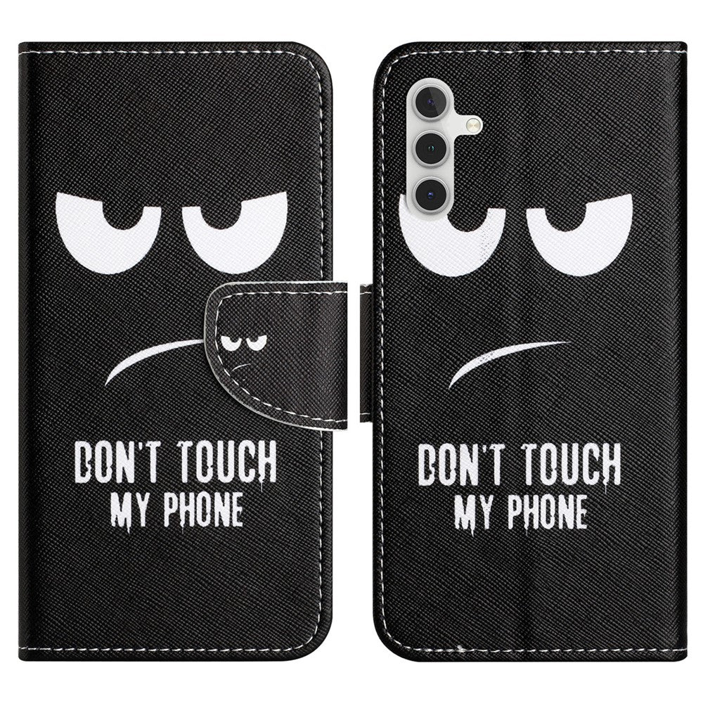 For Samsung Galaxy A34 5G Pattern Printing PU Leather Flip Folio Case Cross Texture Shockproof TPU Inner Shell Wallet Stand Phone Cover