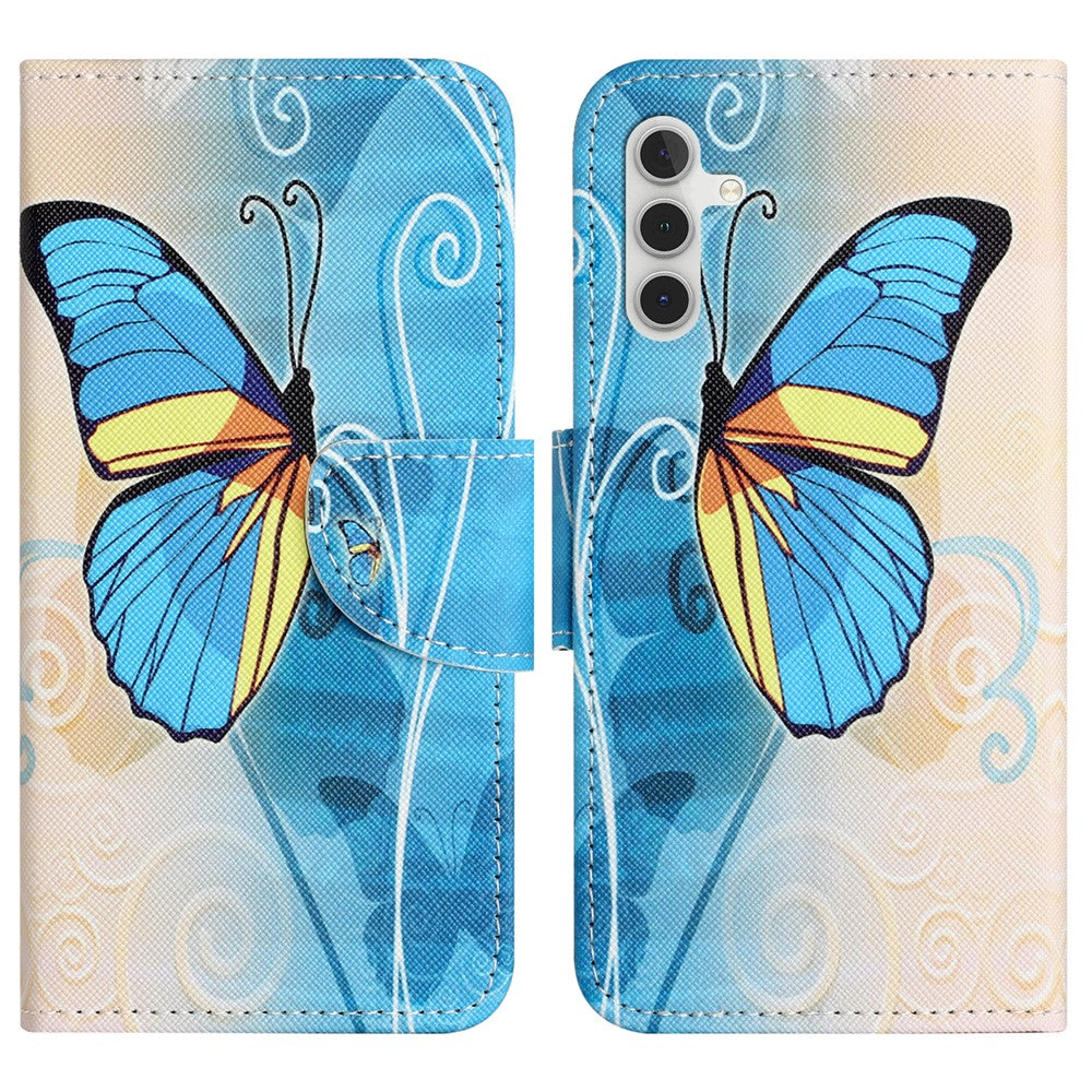 For Samsung Galaxy A34 5G Pattern Printing PU Leather Flip Folio Case Cross Texture Shockproof TPU Inner Shell Wallet Stand Phone Cover