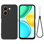 For Honor X7e 4G Liquid Silicone Case Phone Back Cover with Hand Strap