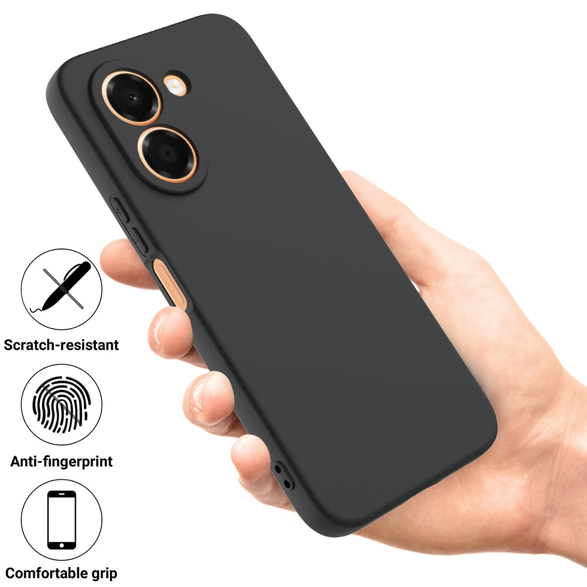 For Honor X7e 4G Liquid Silicone Case Phone Back Cover with Hand Strap