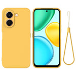 For Honor X7e 4G Liquid Silicone Case Phone Back Cover with Hand Strap