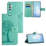 For Samsung Galaxy A34 5G Imprinted Owl Tree Pattern Stand Wallet Case PU Leather Full Protection Phone Cover