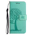 For Samsung Galaxy A34 5G Imprinted Owl Tree Pattern Stand Wallet Case PU Leather Full Protection Phone Cover
