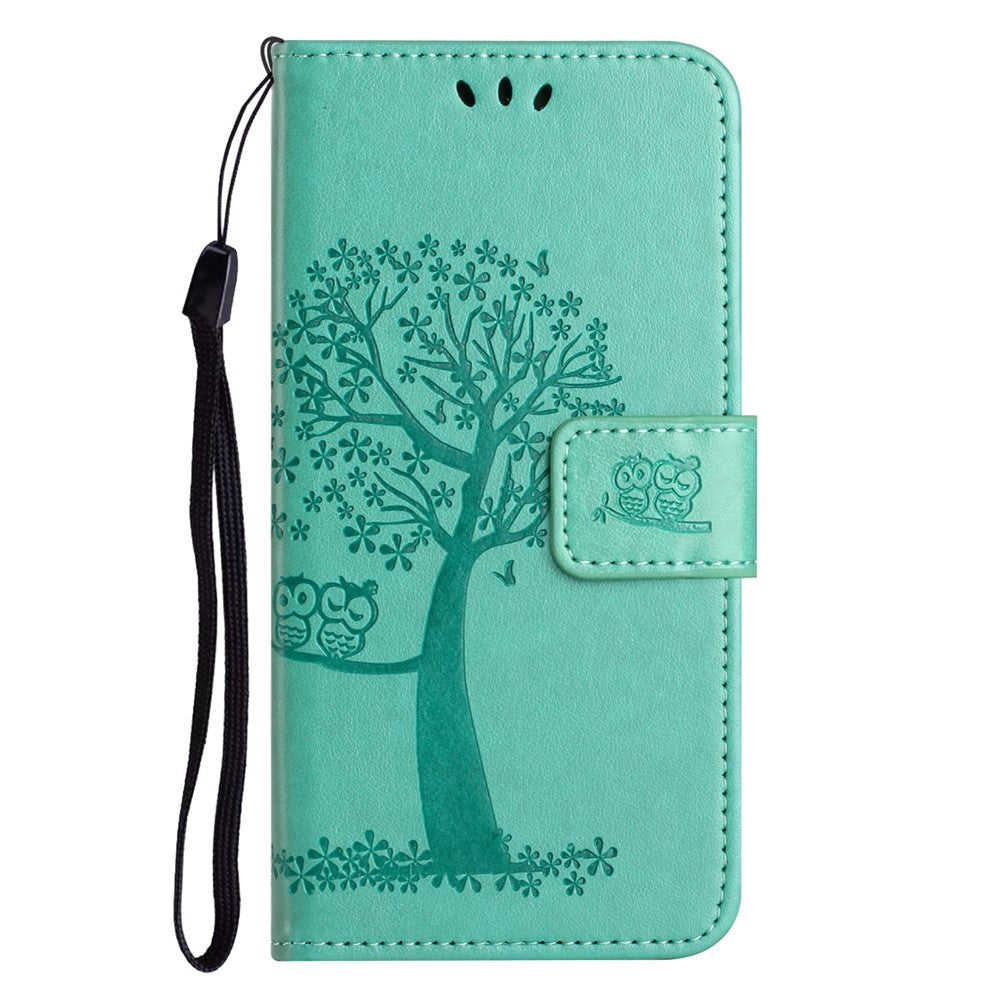 For Samsung Galaxy A34 5G Imprinted Owl Tree Pattern Stand Wallet Case PU Leather Full Protection Phone Cover