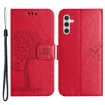 For Samsung Galaxy A34 5G Imprinted Owl Tree Pattern Stand Wallet Case PU Leather Full Protection Phone Cover