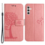 For Samsung Galaxy A34 5G Imprinted Owl Tree Pattern Stand Wallet Case PU Leather Full Protection Phone Cover