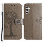 For Samsung Galaxy A34 5G Imprinted Owl Tree Pattern Stand Wallet Case PU Leather Full Protection Phone Cover