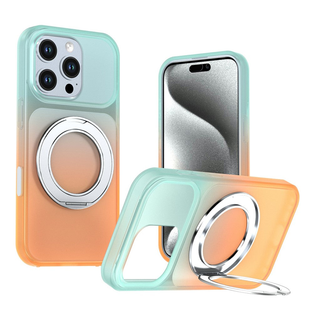 Til iPhone 16 Pro Magnetisk cover med drejelig støttefod Gradient farve PC + TPU Telefoncover