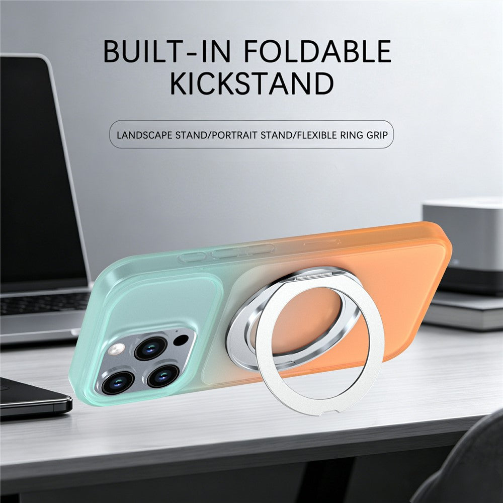 Til iPhone 16 Pro Magnetisk cover med drejelig støttefod Gradient farve PC + TPU Telefoncover