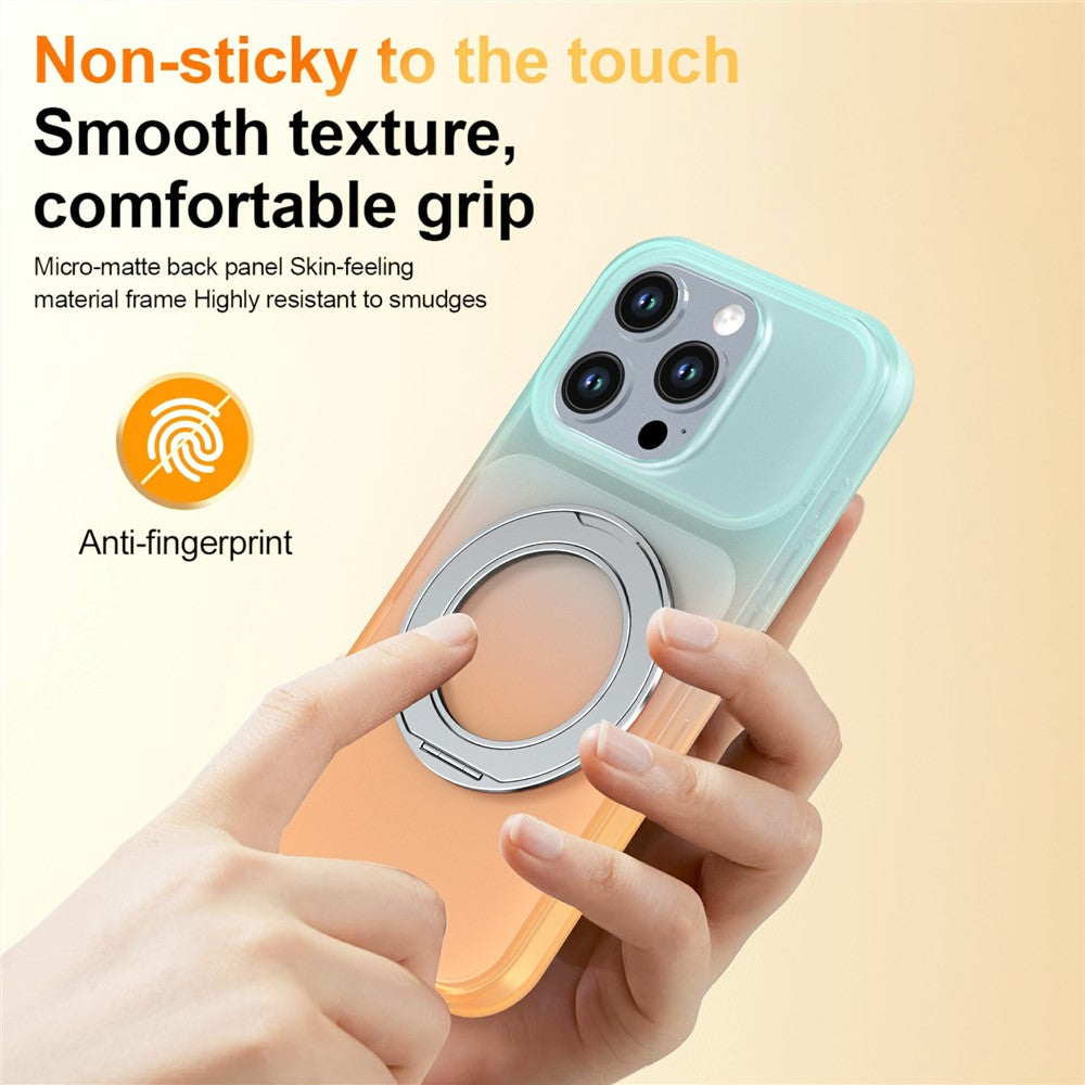 Til iPhone 16 Pro Magnetisk cover med drejelig støttefod Gradient farve PC + TPU Telefoncover