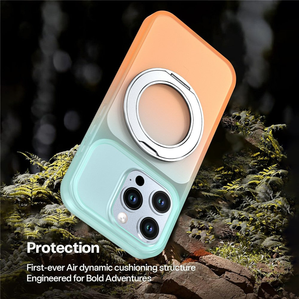 Til iPhone 16 Pro Magnetisk cover med drejelig støttefod Gradient farve PC + TPU Telefoncover