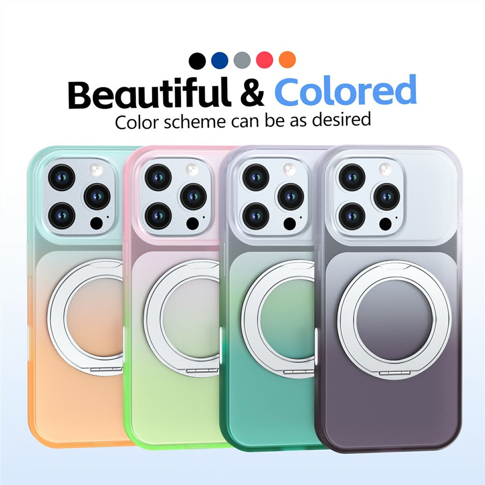 Til iPhone 16 Pro Magnetisk cover med drejelig støttefod Gradient farve PC + TPU Telefoncover