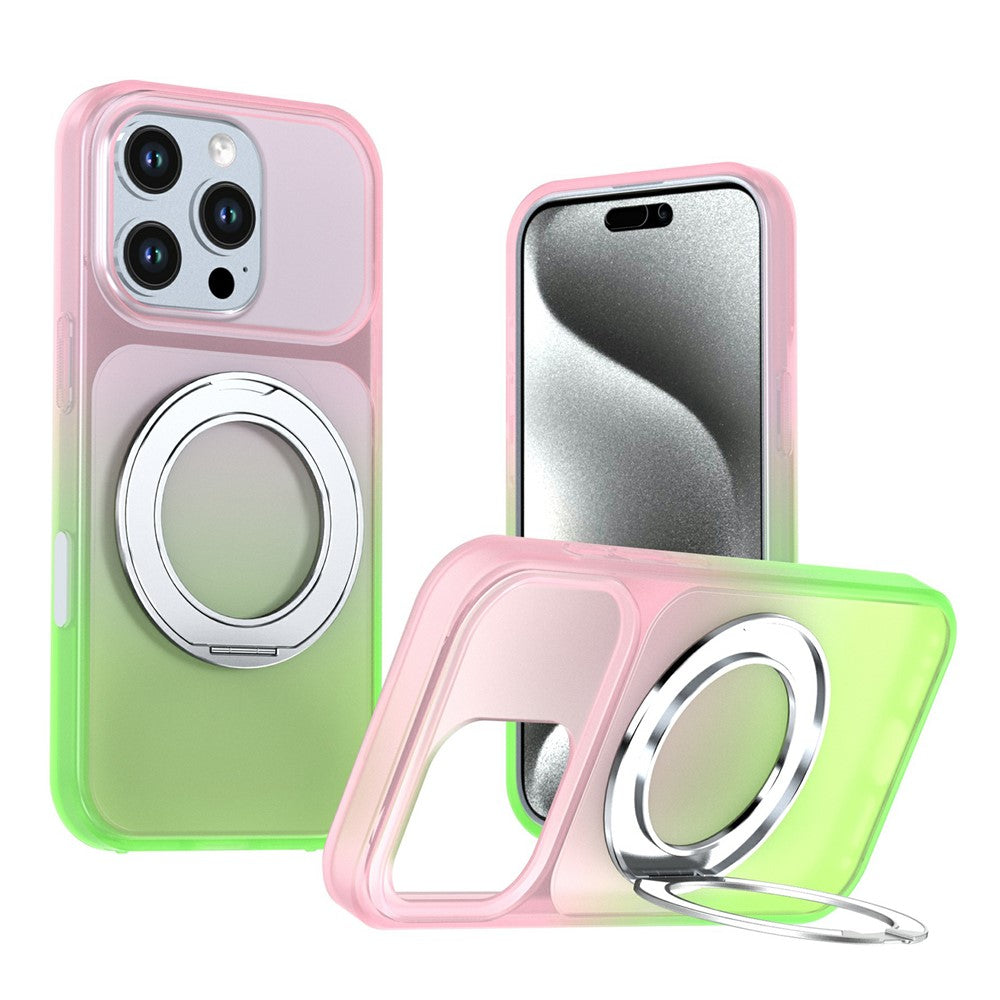 Til iPhone 16 Pro Magnetisk cover med drejelig støttefod Gradient farve PC + TPU Telefoncover