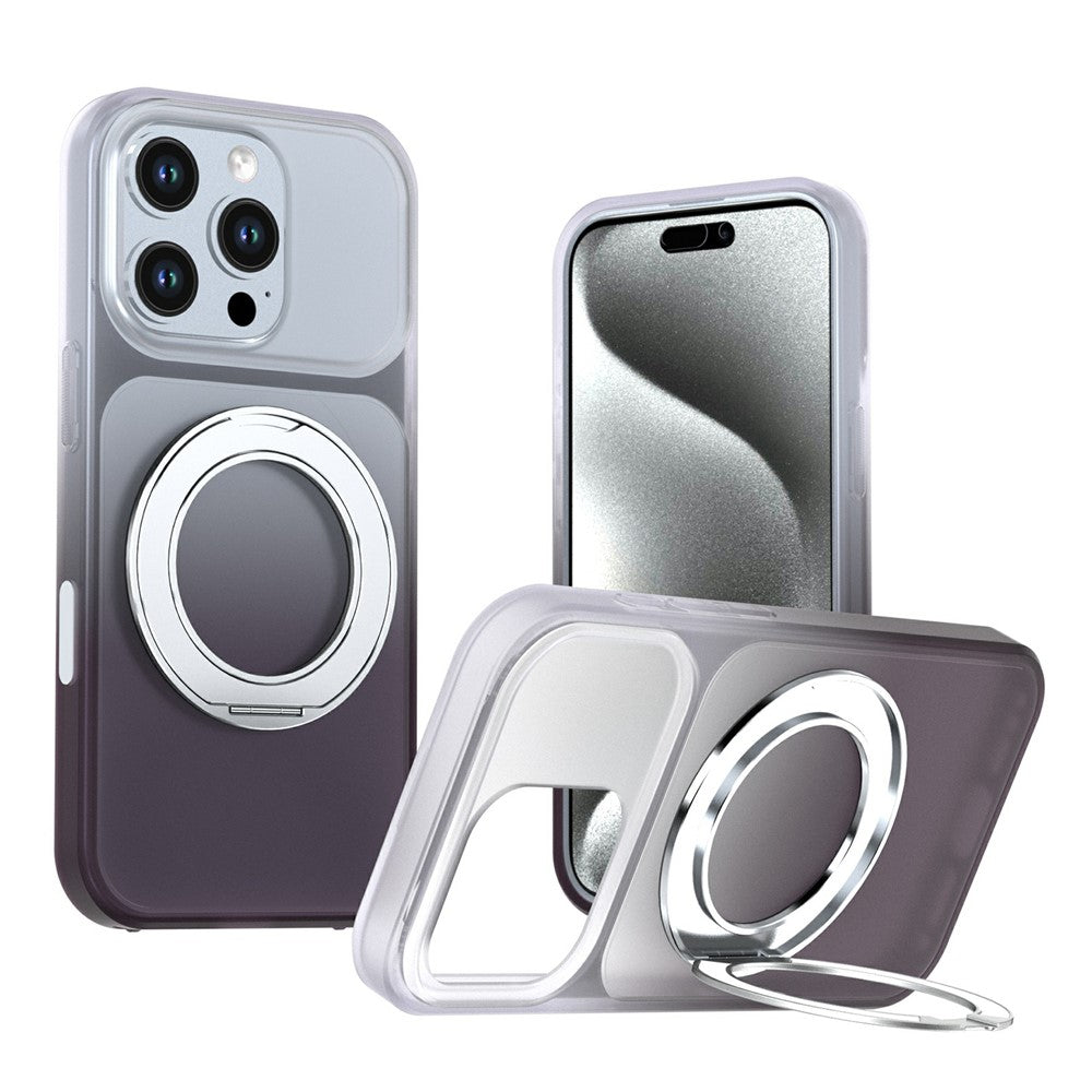 Til iPhone 16 Pro Magnetisk cover med drejelig støttefod Gradient farve PC + TPU Telefoncover