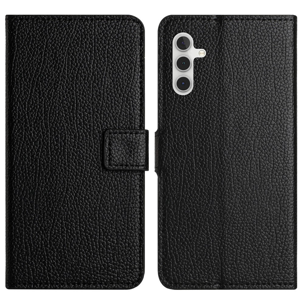 Litchi Texture PU Leather Case for Samsung Galaxy A34 5G, Magnetic Square Clasp Wallet Stand Function Cell Phone Cover