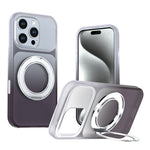 For iPhone 16 Pro Max Magnetic Case Rotary Kickstand Gradient Color PC + TPU Phone Cover