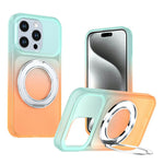 Til iPhone 15 Pro Magnetisk Cover Drejeligt Støtteben Gradientfarve PC + TPU Telefoncover
