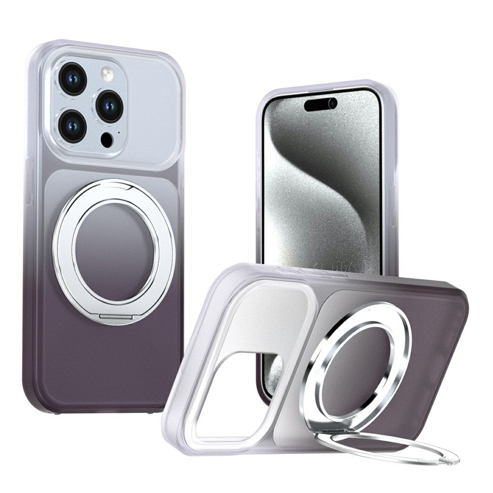 Til iPhone 15 Pro Magnetisk Cover Drejeligt Støtteben Gradientfarve PC + TPU Telefoncover