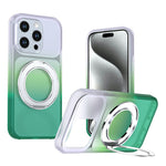 Til iPhone 15 Pro Magnetisk Cover Drejeligt Støtteben Gradientfarve PC + TPU Telefoncover