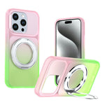 Til iPhone 15 Pro Max Magnetisk Cover Drejbar Støttefod Gradientfarve PC + TPU Telefoncover