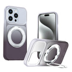 Til iPhone 15 Pro Max Magnetisk Cover Drejbar Støttefod Gradientfarve PC + TPU Telefoncover