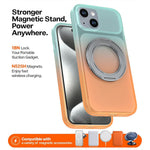 For iPhone 13  /  14 Magnetic Case Rotary Kickstand Gradient Color PC + TPU Phone Cover