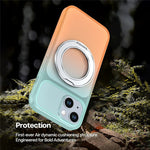 For iPhone 13  /  14 Magnetic Case Rotary Kickstand Gradient Color PC + TPU Phone Cover
