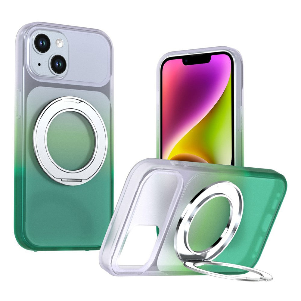 Til iPhone 13 / 14 Magnetisk cover med drejelig støttefod, farvegradient, PC + TPU telefoncover