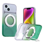 For iPhone 13  /  14 Magnetic Case Rotary Kickstand Gradient Color PC + TPU Phone Cover
