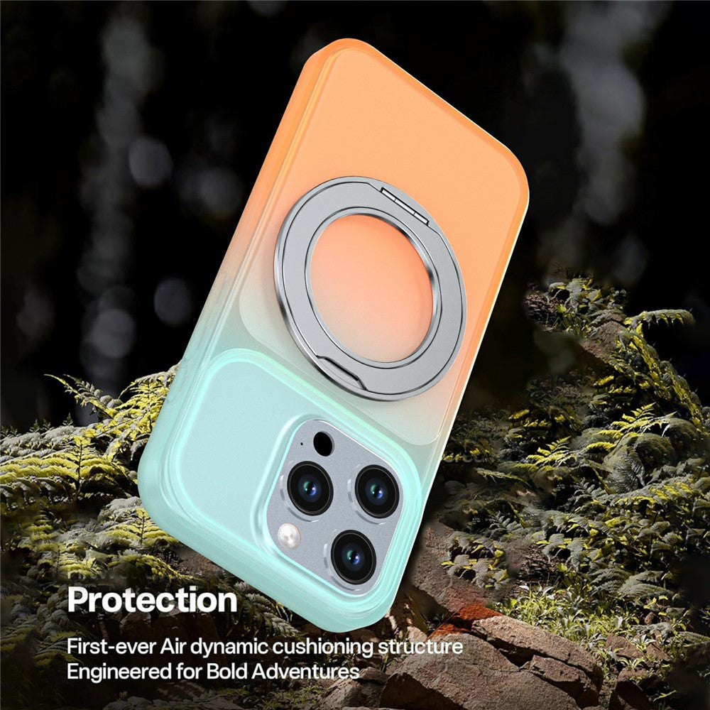 Til iPhone 14 Pro Magnetisk Etui Roterbar Støttefod Gradientfarve PC + TPU Telefoncover