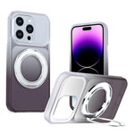 Til iPhone 14 Pro Magnetisk Etui Roterbar Støttefod Gradientfarve PC + TPU Telefoncover