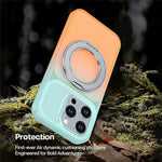 For iPhone 14 Pro Max Magnetic Case Rotary Kickstand Gradient Color PC + TPU Phone Cover
