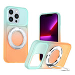 For iPhone 13 Pro Max Magnetic Case Rotary Kickstand Gradient Color PC + TPU Phone Cover