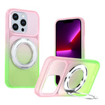 For iPhone 13 Pro Max Magnetic Case Rotary Kickstand Gradient Color PC + TPU Phone Cover