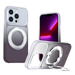 For iPhone 13 Pro Max Magnetic Case Rotary Kickstand Gradient Color PC + TPU Phone Cover